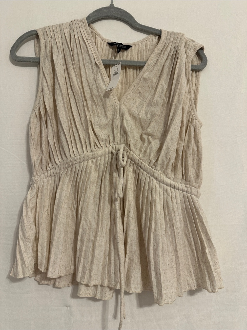NWT Banana Republic Cream Pleated Sleeveless Drawstring Tunic